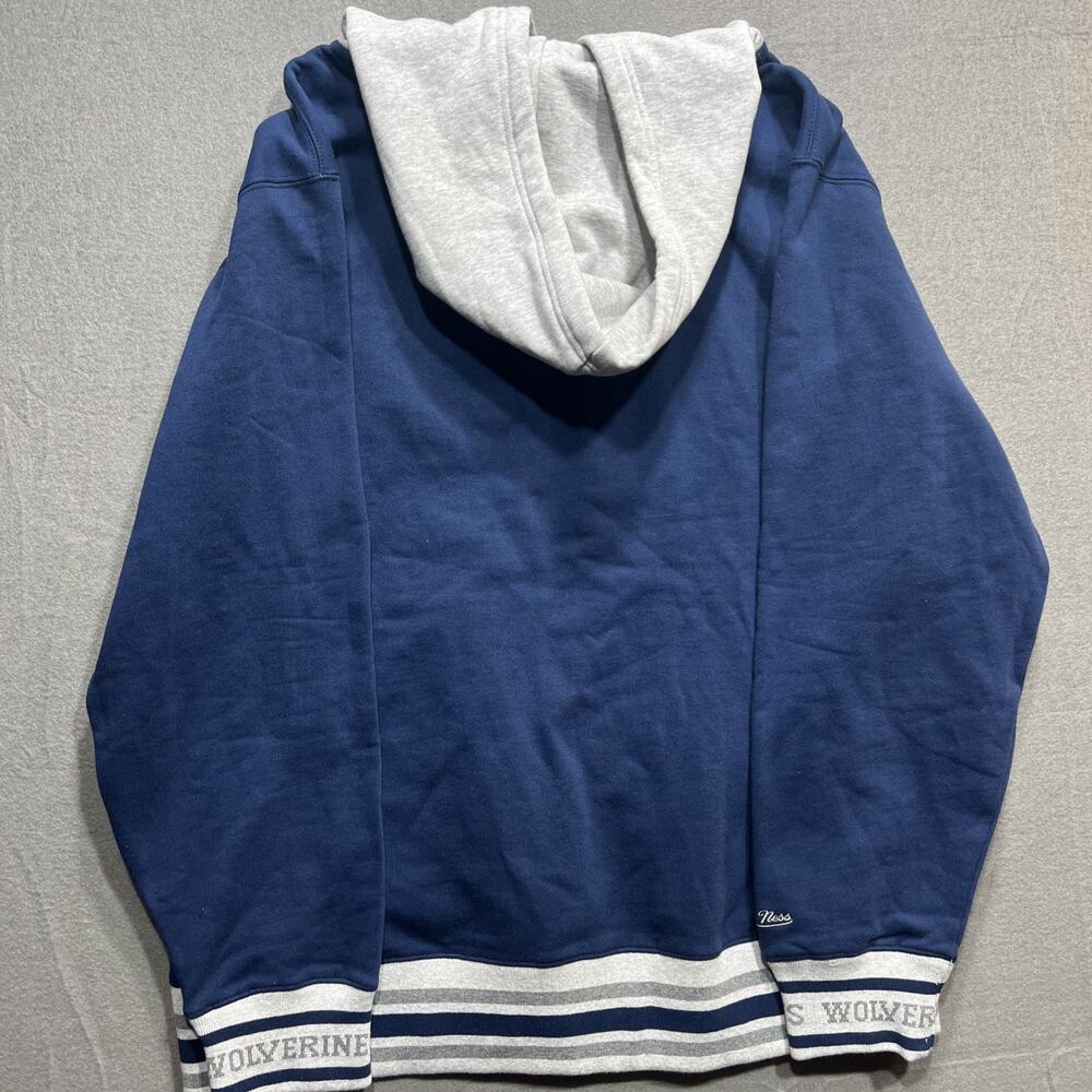 Mitchell & Ness Michigan Wolverines Navy Arched Fleece Pullover Hoodie Size XL - Picture 9 of 16
